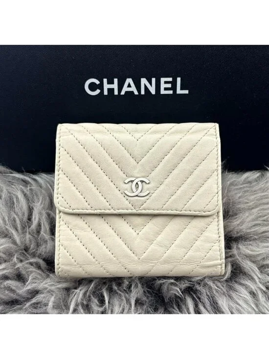 Chanel Chevron Stitch Hook Trifold Wallet - Picture 1 of 13